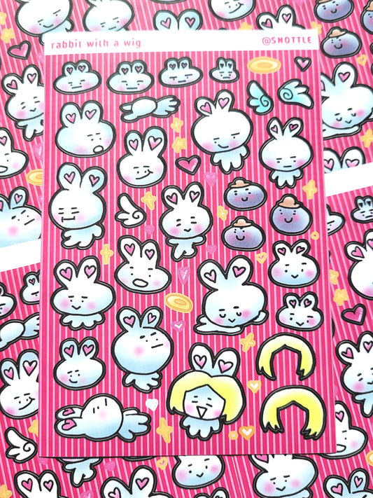 RABBIT WITH A WIG STICKER SHEET