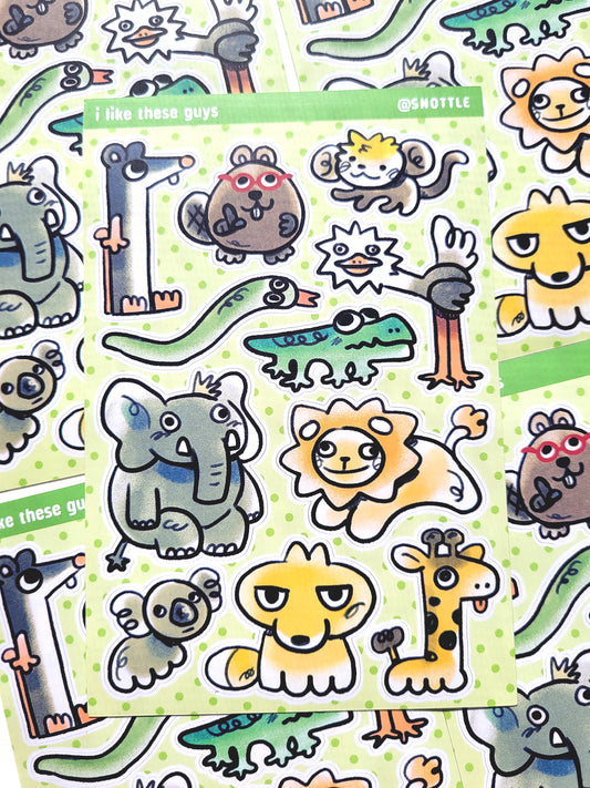 I LIKE THESE GUYS (ZOO) STICKER SHEET