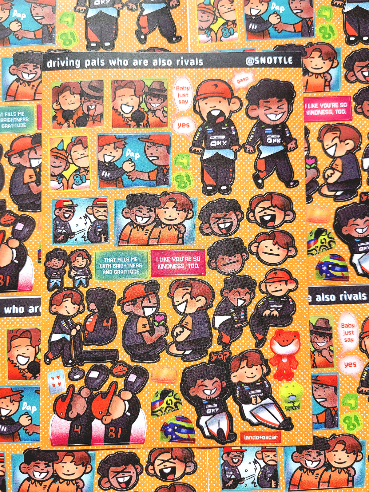 DRIVING PALS WHO ARE ALSO RIVALS STICKER SHEET