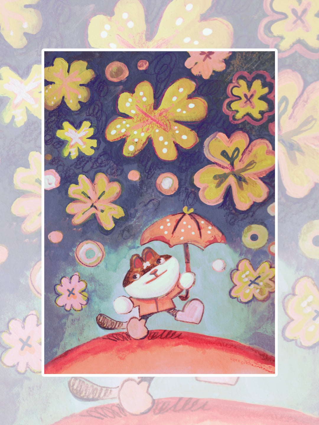 LUCK THE UMBRELLA CAT - 5X7 PRINT
