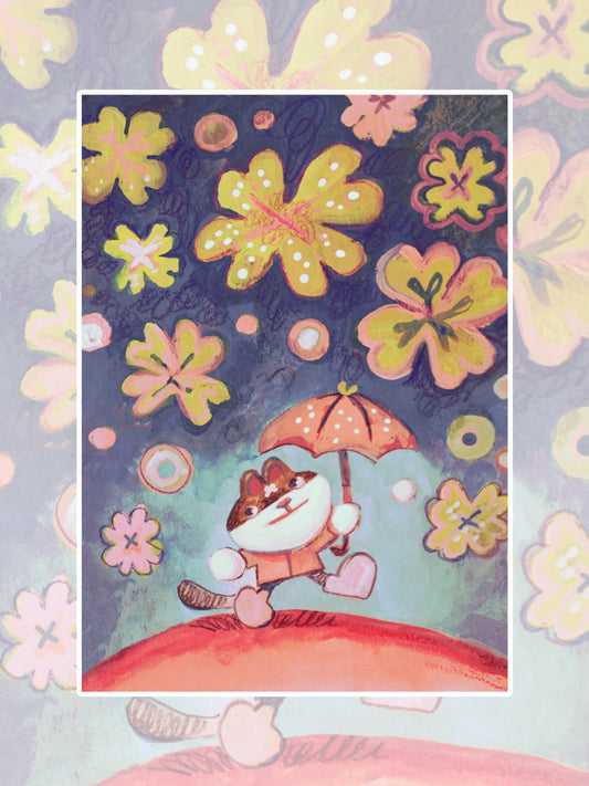 LUCK THE UMBRELLA CAT - 5X7 PRINT