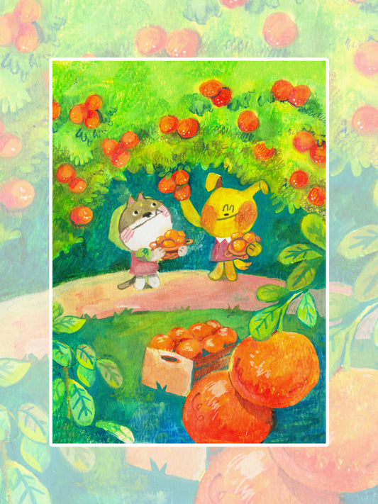 ORANGE PICKING - 5X7 PRINT