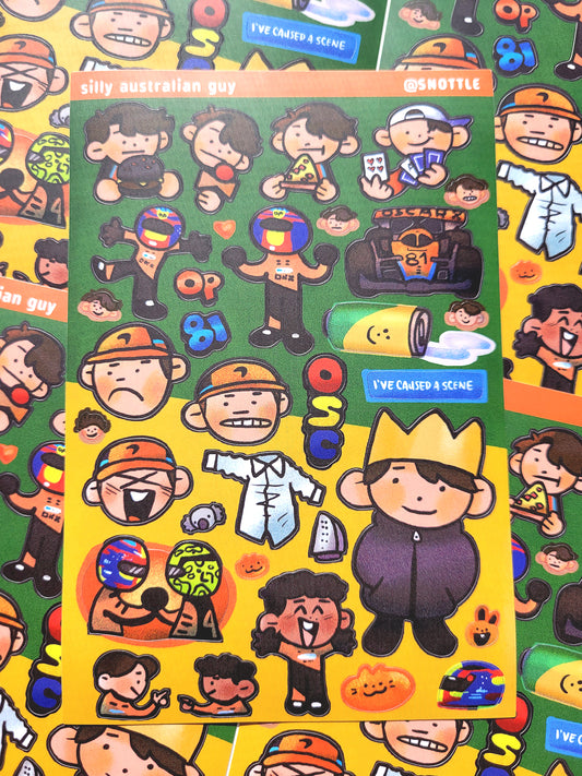 SILLY AUSSIE GUY STICKER SHEET