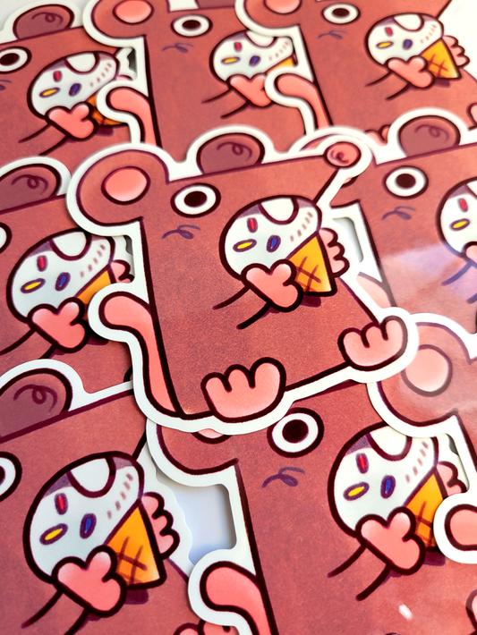 RAT ICE CREAM DIE CUT STICKER