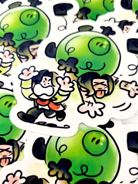 VISCOUS ROLLING PEOPLE OVER DIE CUT STICKER